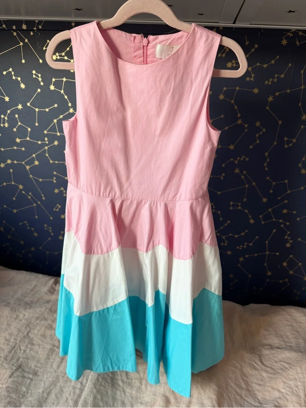 Jacadi Pink White Blue Scallop Dress Costume
